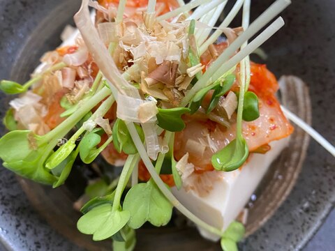 キムチ♪カイワレ大根豆腐